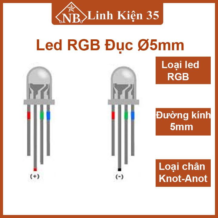 Led RGB đục phi 5mm 4 chân làm mạch led trái tim, trang trí