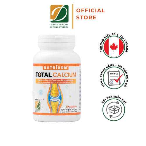 David Health thực phẩm bảo vệ sức khỏe Nutridom Total Calcium, giúp phát triển, duy trì xương và răng đặc biệt là ở trẻ em