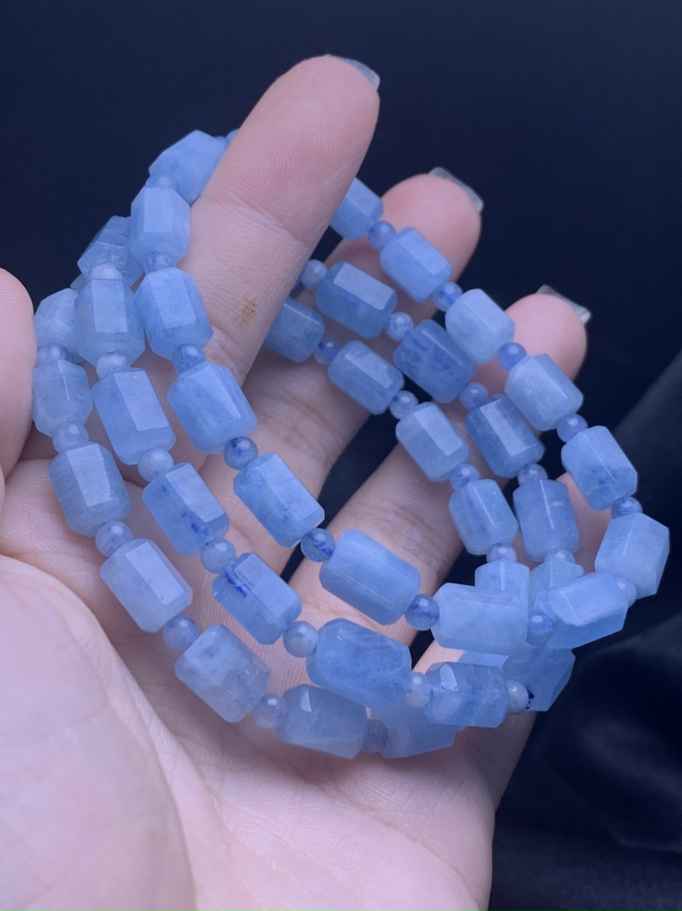 [HCM]Vòng tay đá Aquamarine (Hải lam ngọc) - xưởng buôn đá phong thủy Huỳnh Đào