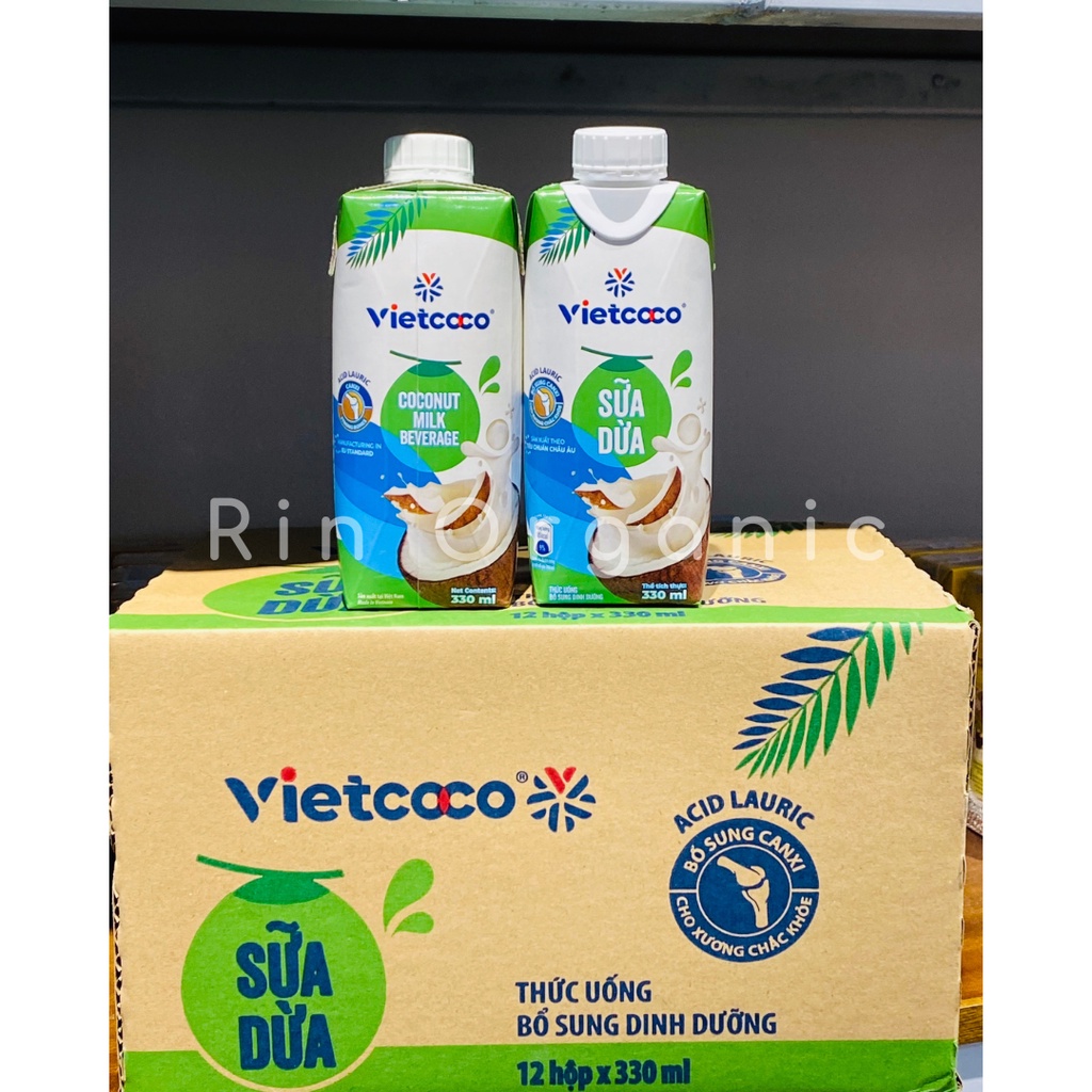 1 thùng 12 hộp sữa dừa nguyên chất vietcoco hộp 330ml