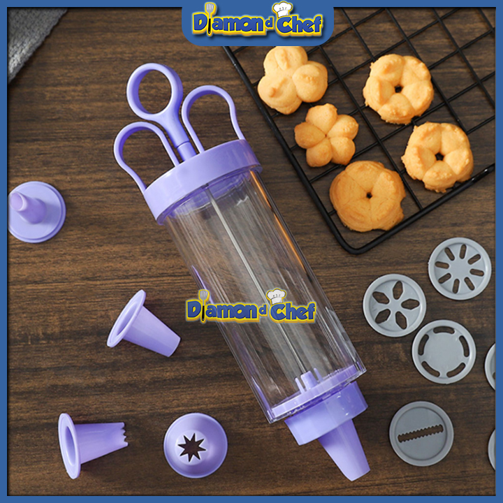 Bộ cookies press nhựa 10 mặt 8 đui làm bánh cookies, bánh quy v.v
