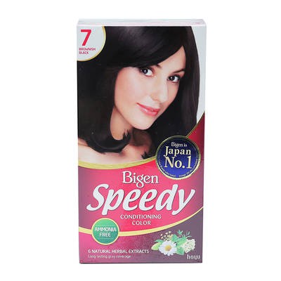 Thuốc nhuộm tóc thảo dược Bigen Speedy 7 Brownish Black - nâu đen sản phẩm tốt chất lượng cao cam kết như hình độ bền cao xin vui lòng inbox shop để được tư vấn thêm về thông tin
