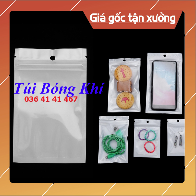 [HCM][Giá Xưởng] Combo 50 Túi ZIP khóa có lỗ treo có đục lỗ mặt trong mặt trắng sữa đựng đồ trưng bày hàng hóa