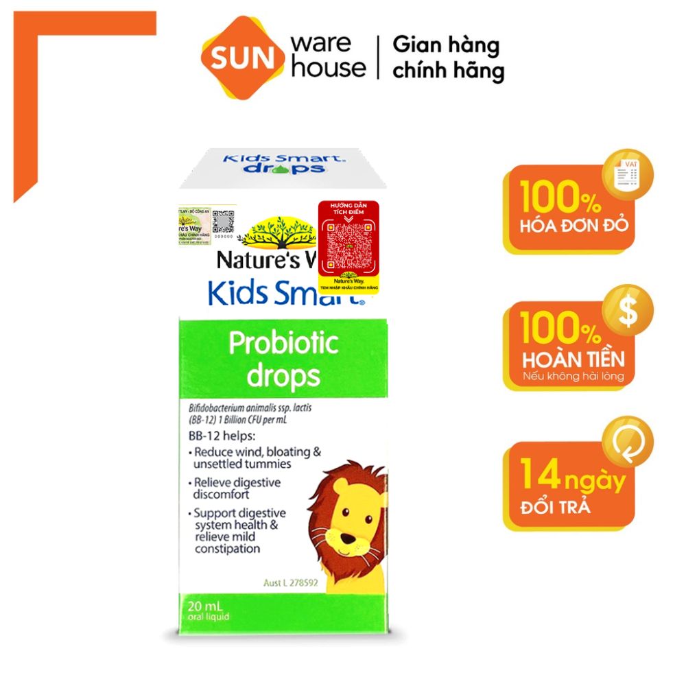 Siro Uống Nature's Way Kids Smart Drops Probiotic Bổ Sung Men Vi Sinh Cho Bé 20ml Sunware House