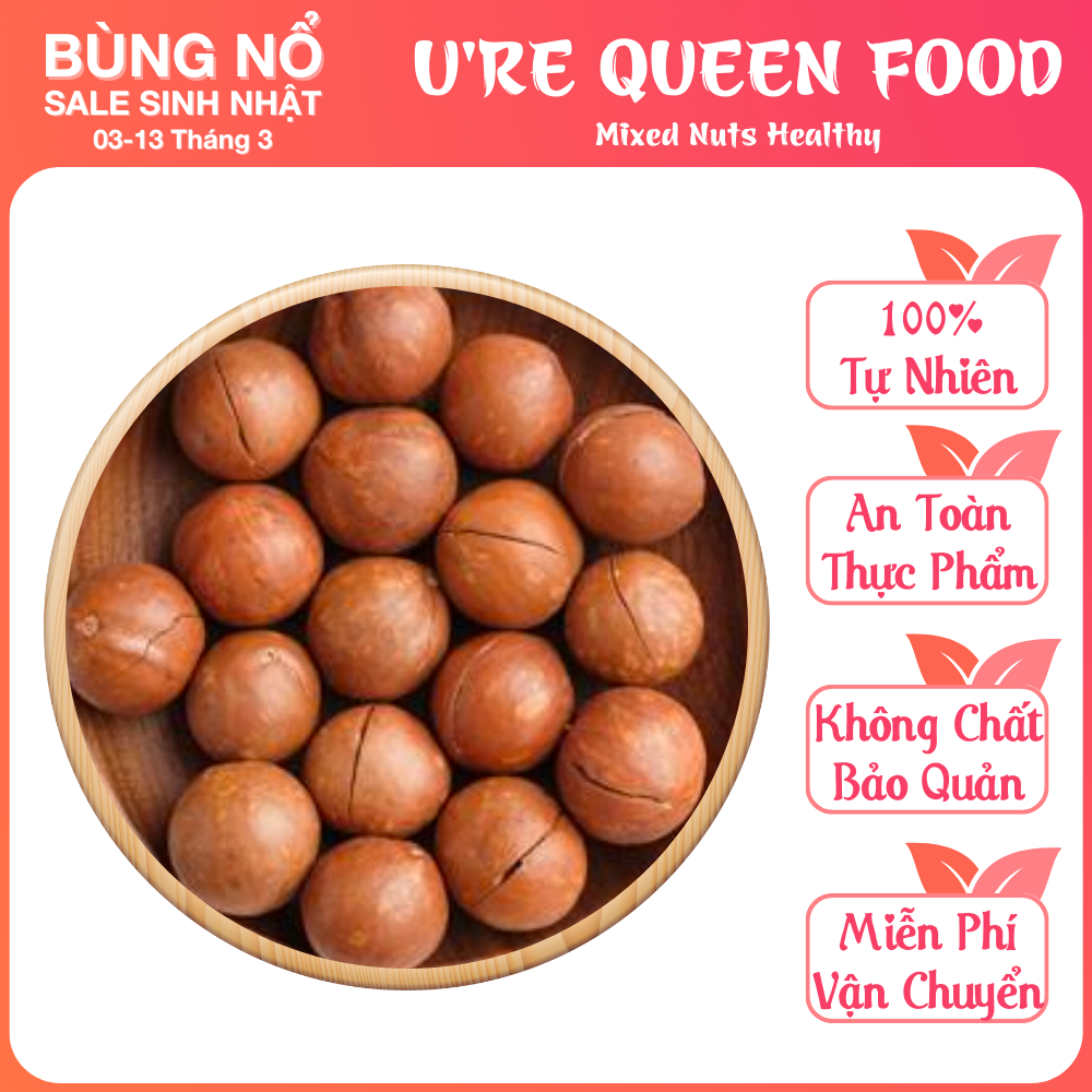300 gHạt Macca Nứt Vỏ Loại 1, Macca Nguyên Vỏ, Hạt To Đều, Thơm Ngon, Không Gắt Dầu, Giàu Dinh Dưỡng Tốt Cho Sức Khoẻ, Tốt Cho Bà Bầu, Ăn Vặt Healthy Cho Dân Văn Phòng, Ăn Vặt Giảm Cân Đỉnh Cao - U're Queen Food