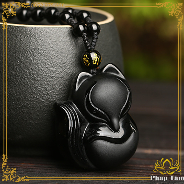 Mặt Dây Chuyền Hồ Ly Vượng Tình Duyên Đá Obsidian Đen Cao Cấp - Pháp Tâm
