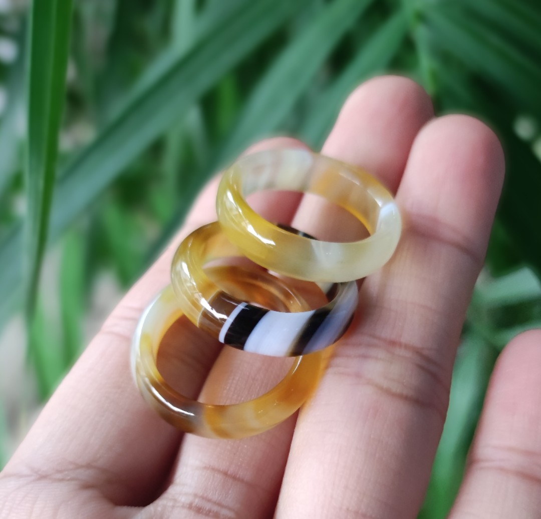 [HCM]Nhẫn mã não nhỏ nhiều màu size 18mm bản cao 5mm - xưởng buôn đá phong thủy Huỳnh Đào