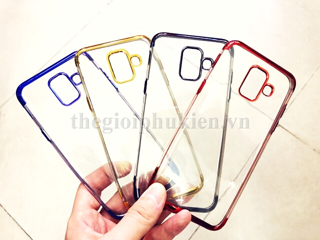 Ốp lưng samsung galaxy a6 2018 tpu dẻo trong suốt viền màu