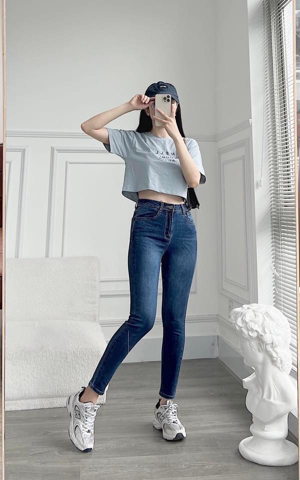 Quần Jeans Skinny 9 tấc trơn Xuất Xịn