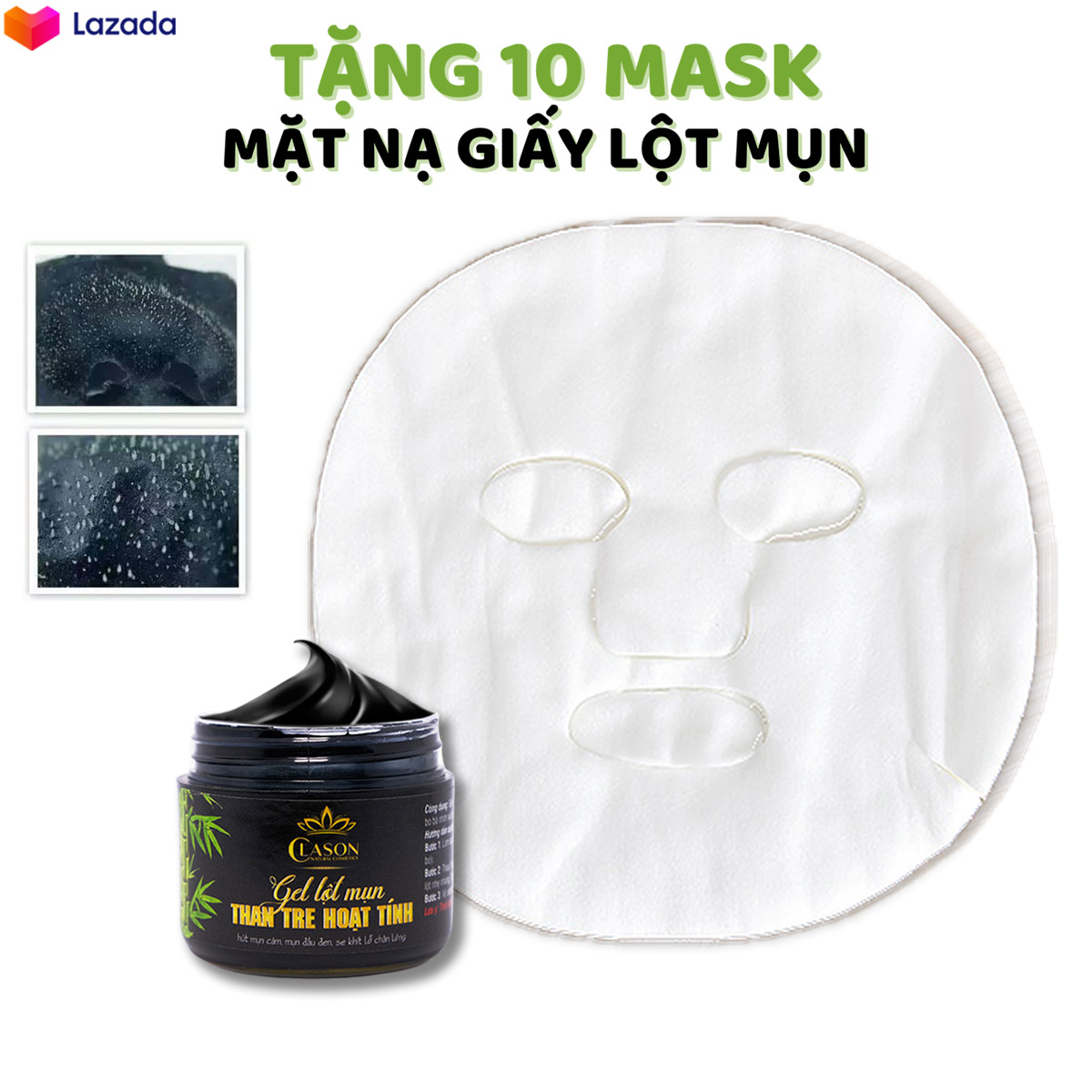 Mặt nạ lột mụn đầu đen, mụn cám than tre hoạt tính CLASON giúp thanh lọc da 50gr