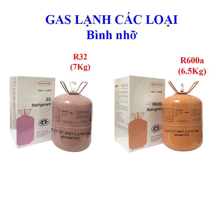 Môi chất lạnh gas các loại bình nhỡ R32 R600a - ga 32 600 điều hòa tủ lạnh