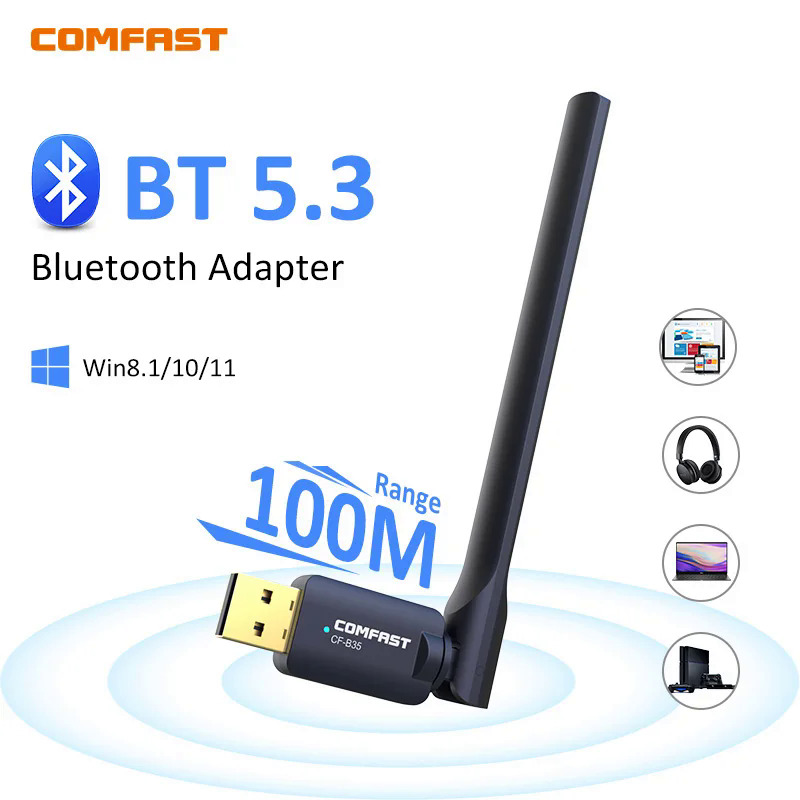 Comfast 100m USB Bluetooth 5.3 Dongle Adapter cho PC loa không dây chuột âm nhạc âm thanh Receiver Transmitter Bluetooth 5.1 5.3