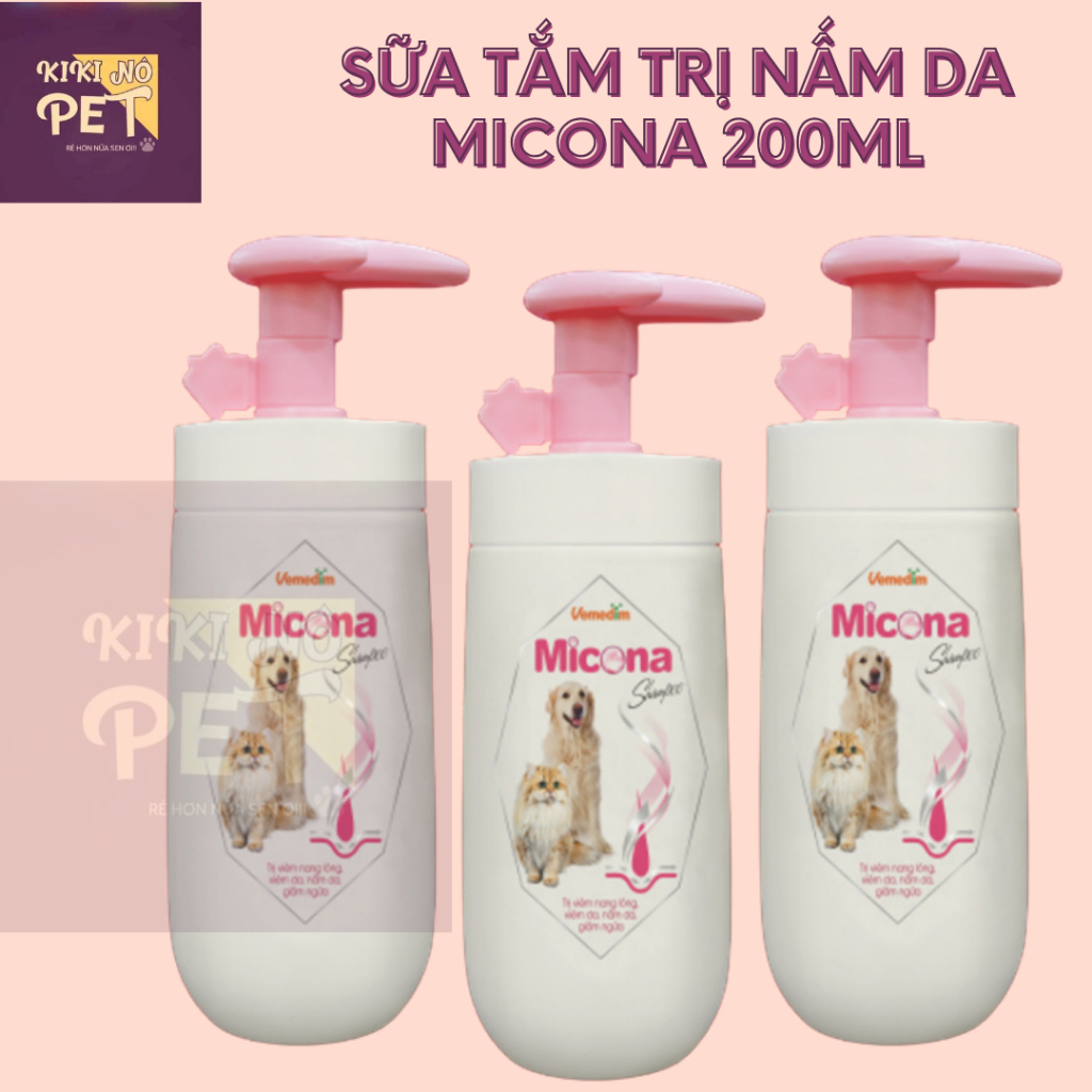  Sữa tắm trị nấm cho chó mèo Micona chai 200ml chuyên nấm da viêm da - KIKINO 