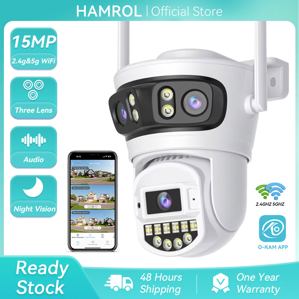 Hamrol 15Mp Three Lens Three Screen 5G&2.4Hz Ptz Wifi Ip Camera Motion Detection Wireless Cctv O-Kam - Thương hiệu Hamrol Giá 2,150,291 Đồng*Miễn phí vận chuyển