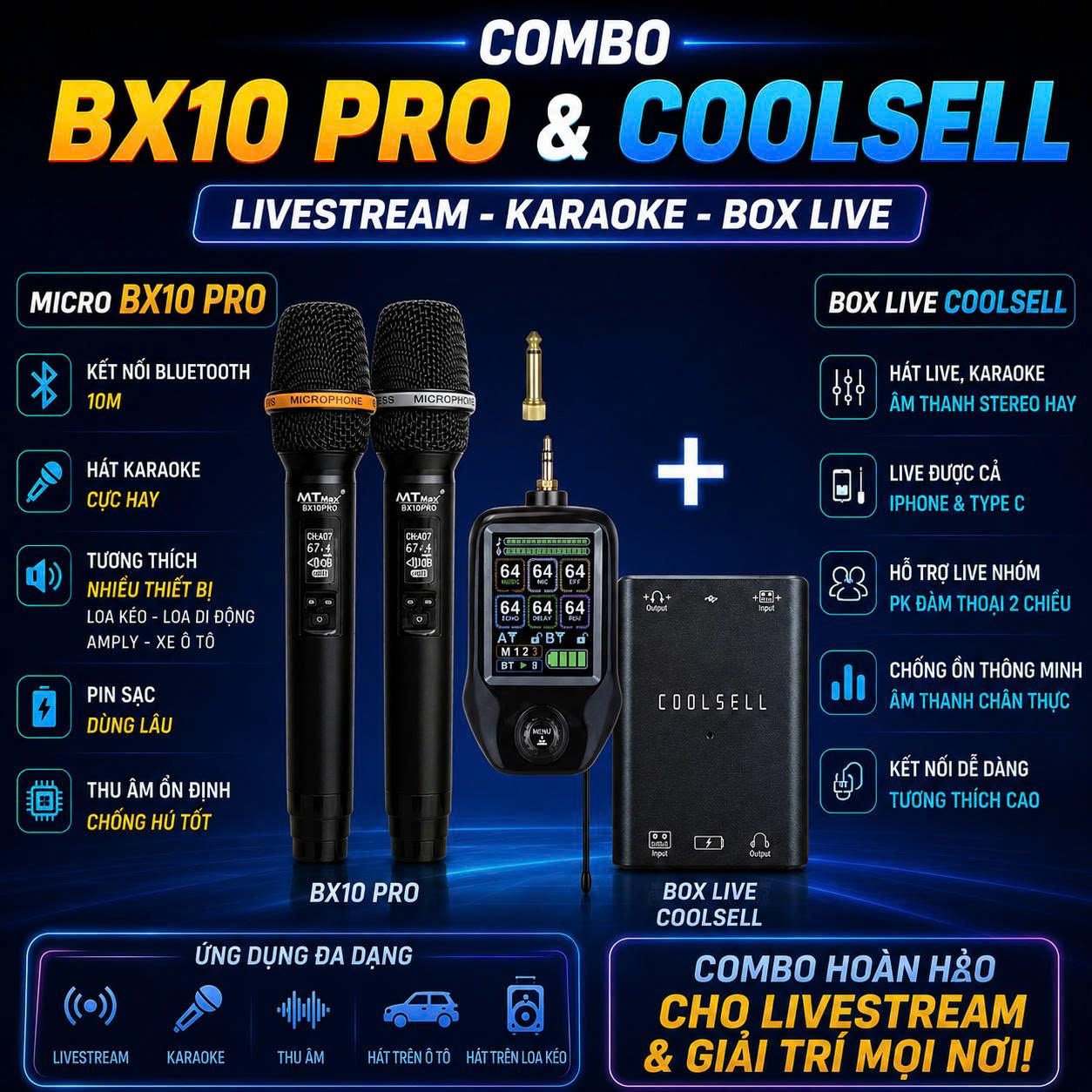 Box Live Coolsell G42 Sound Card Livestream 24bit 192kHz – Card Âm Thanh Stereo 3D, Hỗ Trợ iPhone Lightning & Type-C, Vừa Sạc Vừa Live 60W, Thu Âm Chuyên Nghiệp