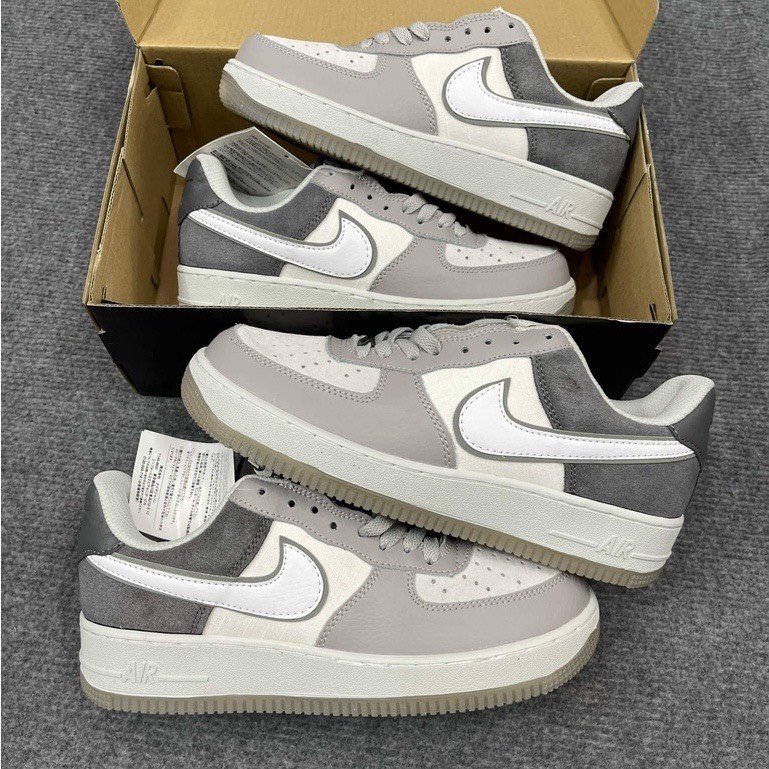 Giày Thể Thao AF1 xám lông chuột cổ thấp, giày sneaker AF1 da lộn màu xám lông chuột thấp cổ dành cho nam nữ full box-NT