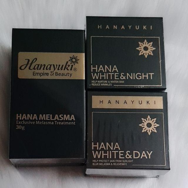 [TẶNG QUÀ + GIẢM VOUCHER 8%] [Chính hãng Hanayuki, Date 2026] Bộ 3 giảm nám (kem ngày Hana white day kem đêm Hana White night và serum nám Hana Melasma))