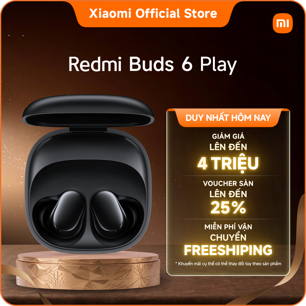 Tai nghe Bluetooth Xiaomi REDMI Buds 6 Play | Thời lượng pin lên tới 36 giờ | Củ loa động 10 mm mang đến âm thanh mạnh mẽ | Giảm tiếng ồn bằng AI cho cuộc gọi rõ ràng