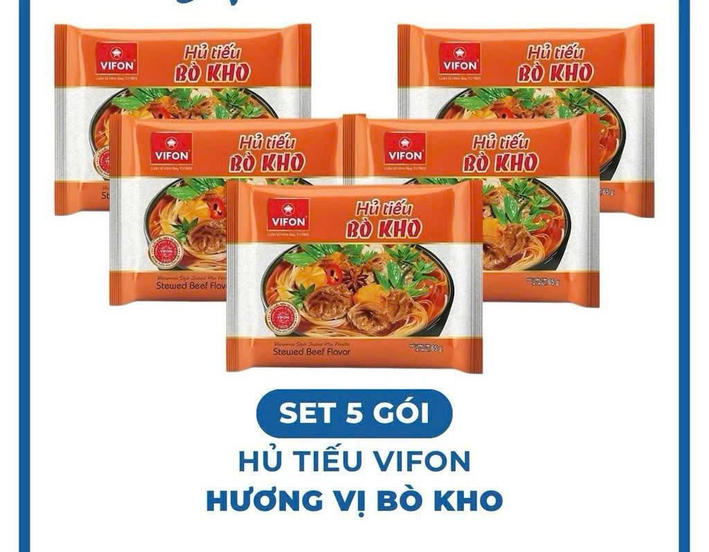 Combo 10 Gói Hủ Tiếu Bò Kho Vifon 65g - VF96