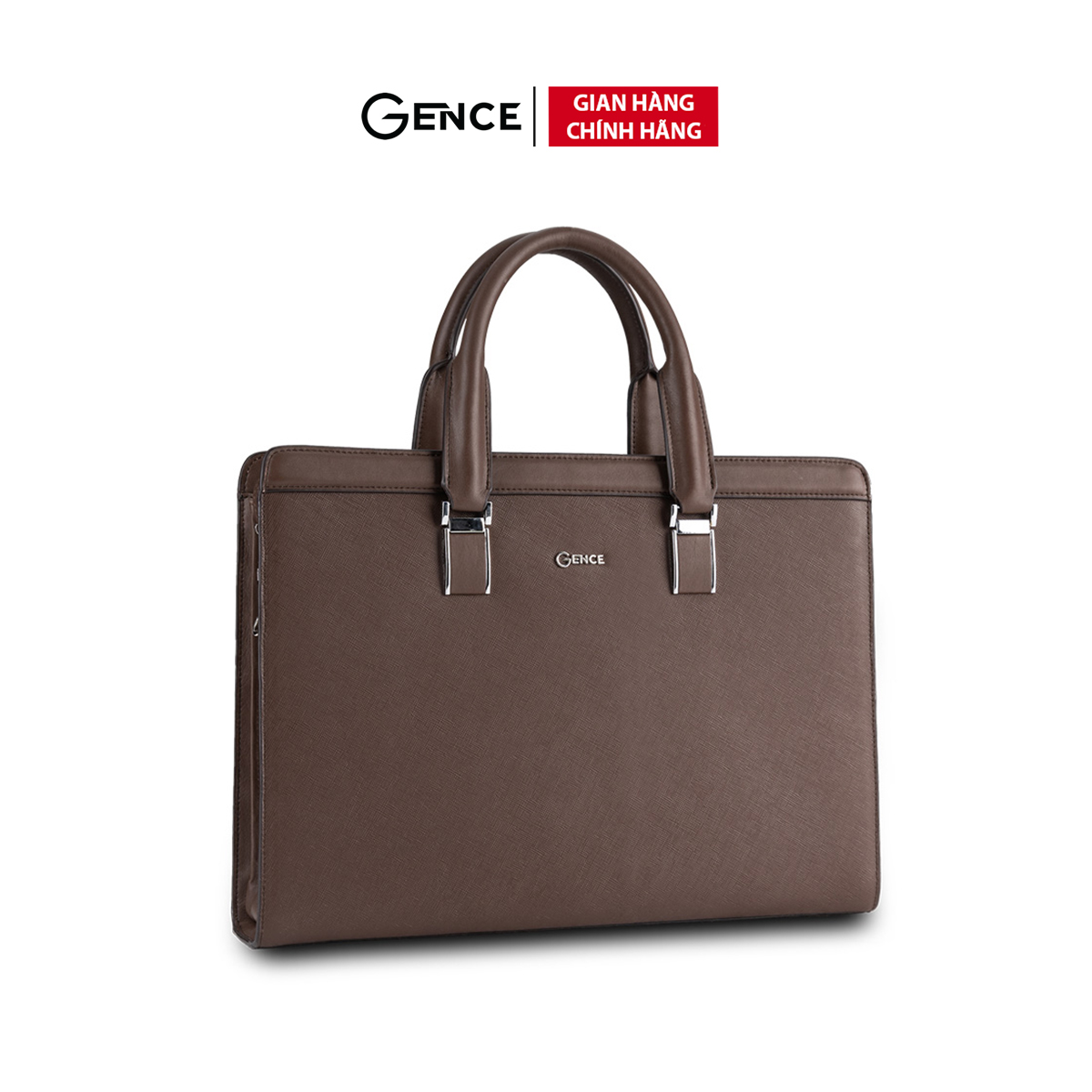 Túi Xách Nam Công Sở Cặp Da Doanh Nhân GENCE CDX14 Da Bò Cao Cấp Màu Nâu Đậm