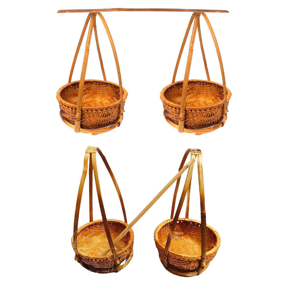 Quang gánh tre nâu hun khói trang trí decor