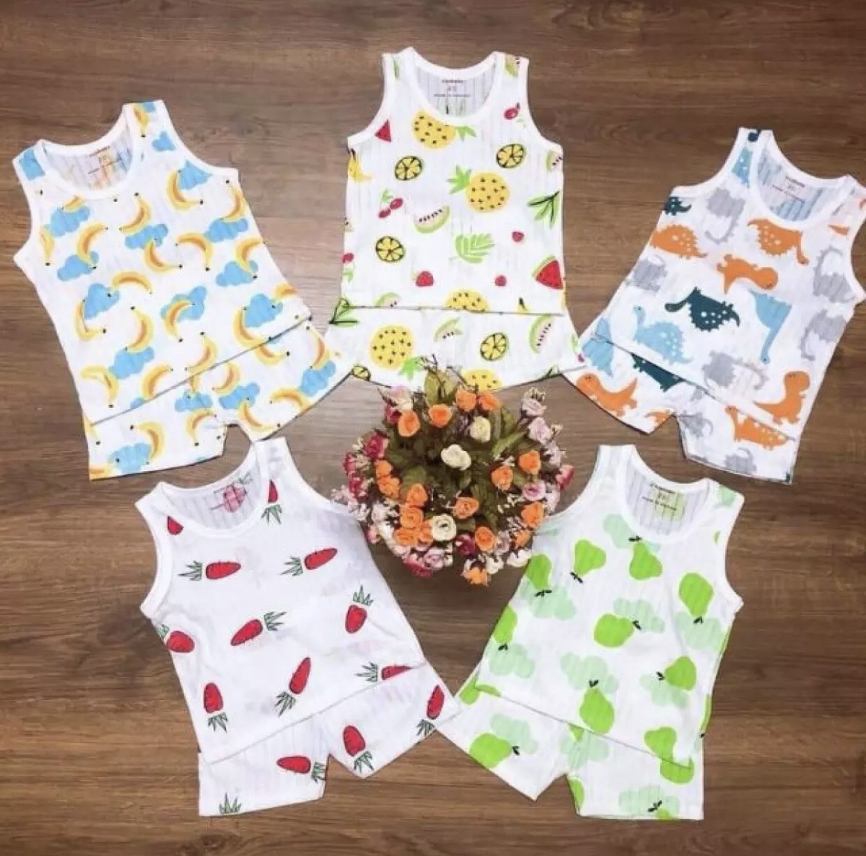 Combo 2 sét bộ ba lỗ bé trai bé gái
