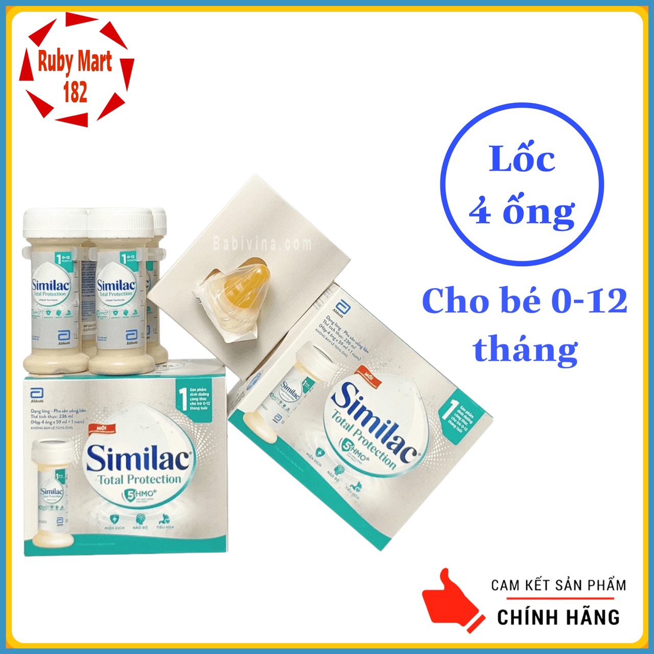 Lốc 4 ống sữa nước similac total protection - dành cho bé sinh mỗ hoặc sức đề kháng kém