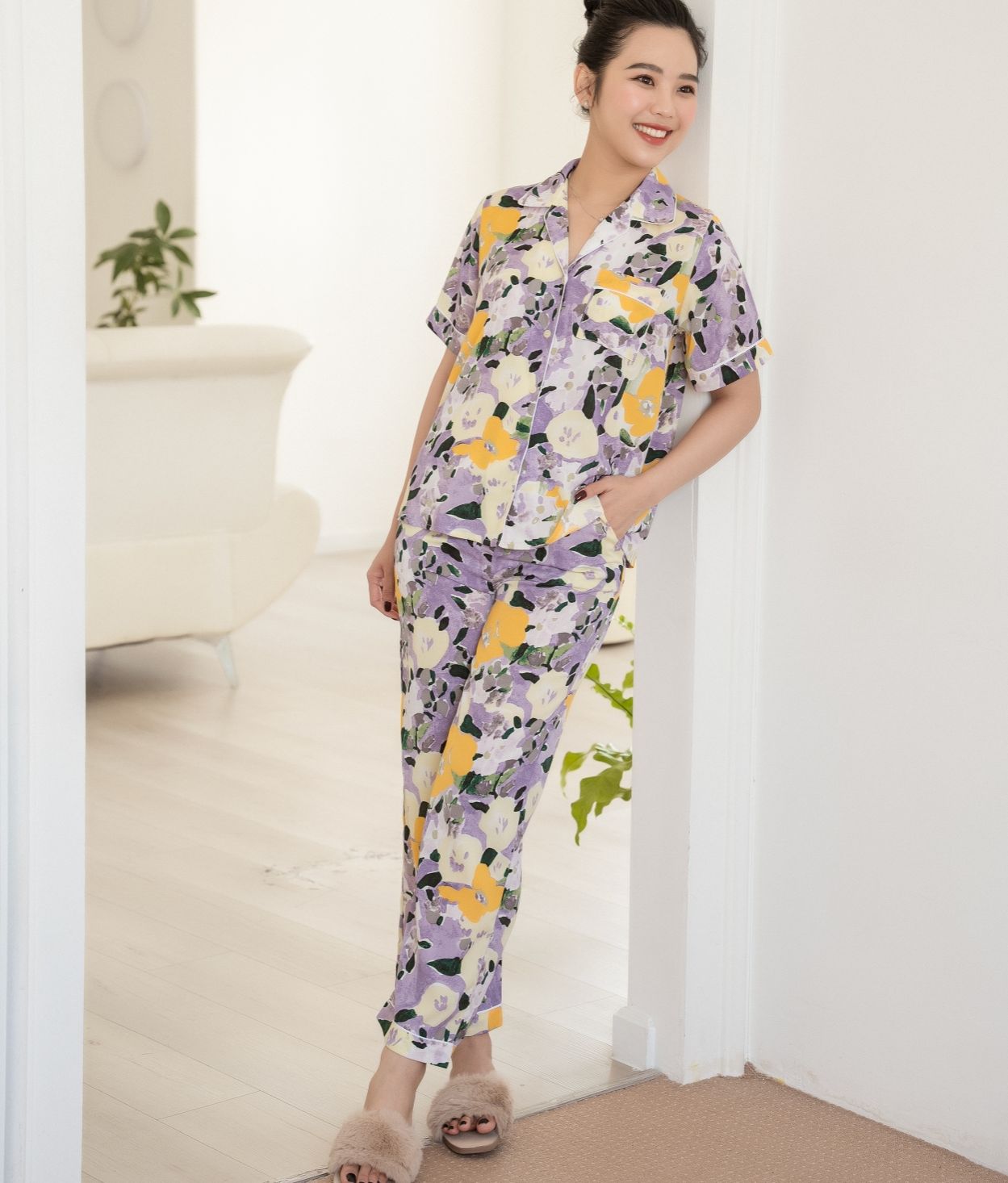 Vibes đồ bộ pijama dài purple long py set