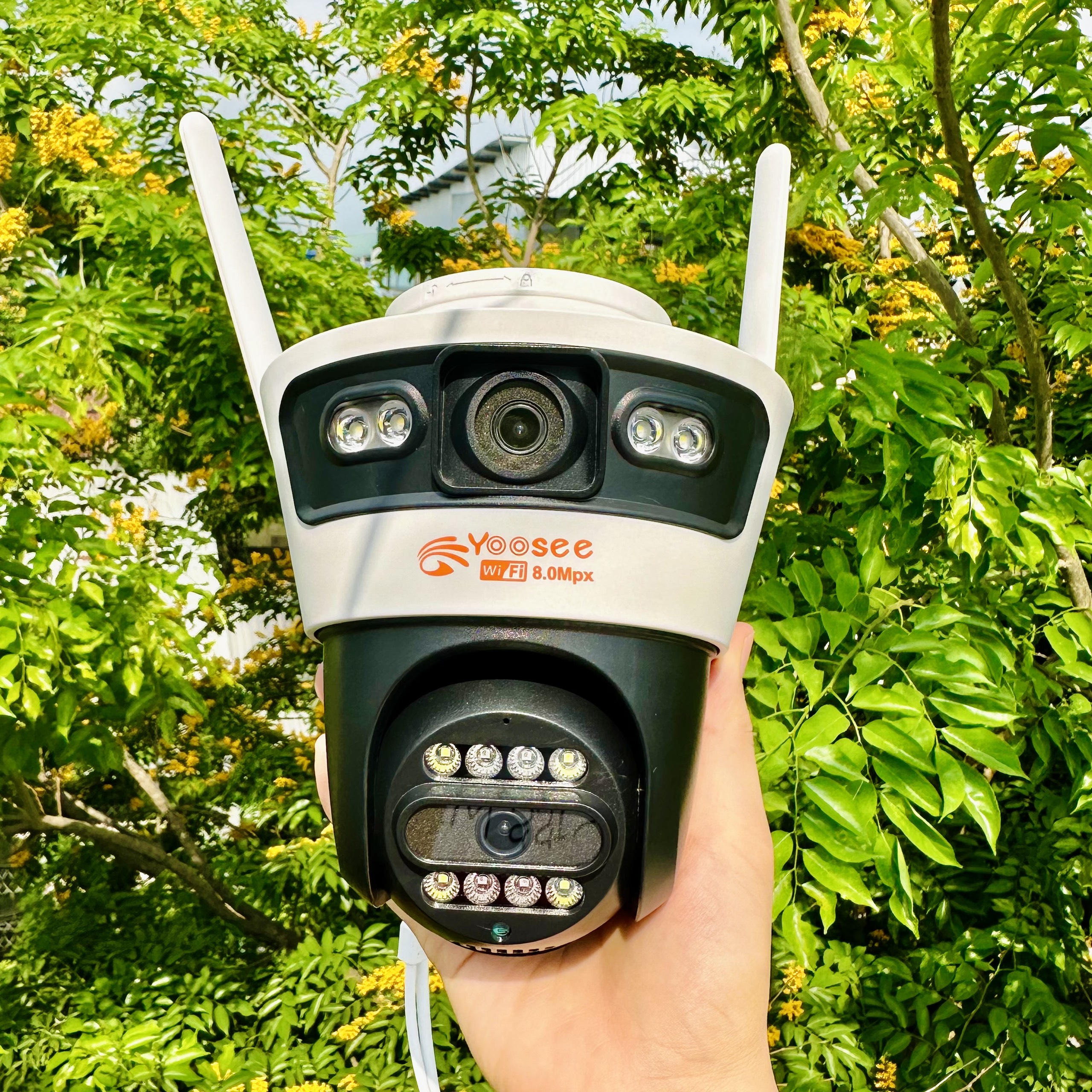 Camera YOOSEE PTZ 2 Mắt QPT609 Cao Cấp 8M 3K Xoay 360 Độ- Xem 2 Vị Trí Khác Nhau Trên 1 Camera- Đàm Thoại 2 Chiều- Báo Động Chống Trộm- Ban Đêm Có Màu- Wifi Không Dây Ngoài Trời
