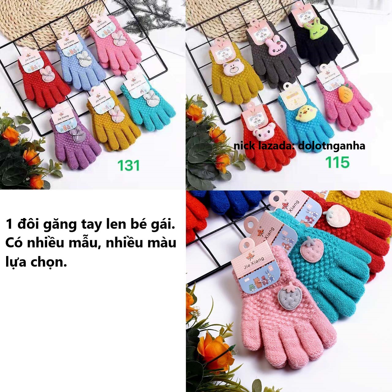 1 đôi găng tay len bé gái nhiều mẫu size từ 3-6 tuổi