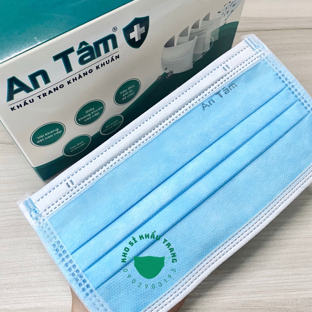 Khẩu trang màu xanh khẩu trang y tế An tâm 4 lớp kháng khuẩn tốt 1 CÁI