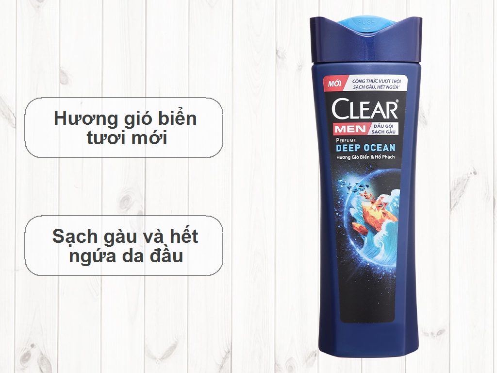 Dầu gội đầu Clear Men sạch gàu chai 340g hương Gió Biển & Hổ Phách - Deep Ocean