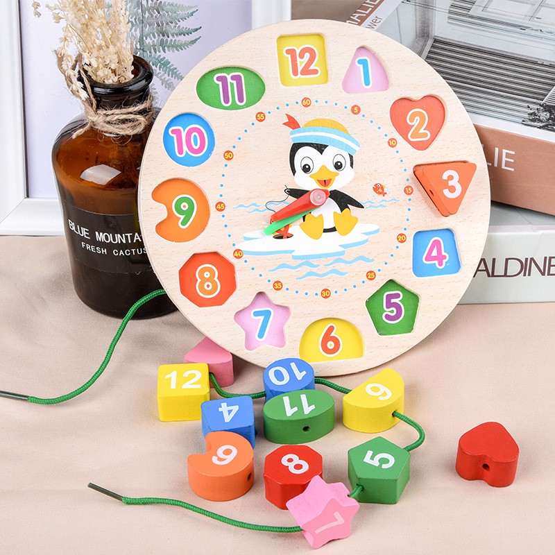 Đồ chơi ghép hình trẻ em bằng gỗ kiểu dáng đồng hồ dành cho bé