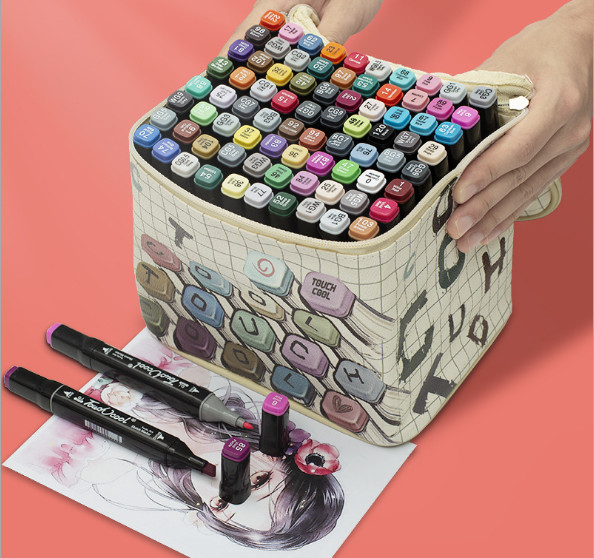 Bút màu marker touch cool họa cụ tô màu dạ vẽ tranh anime túi da bộ 30/40/60/80 badabox