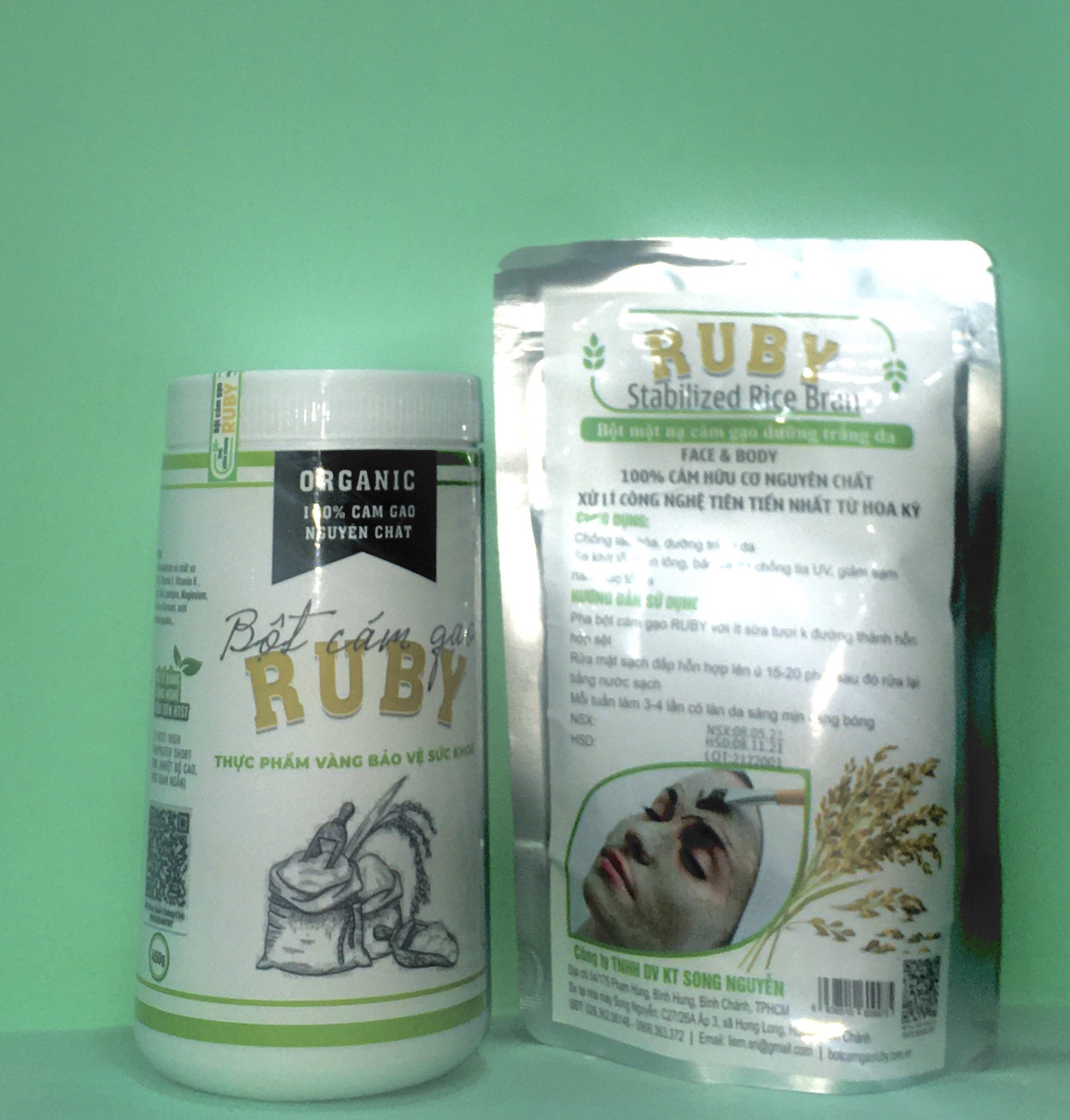 Combo 1 cám gạo ruby organic và mặt nạ