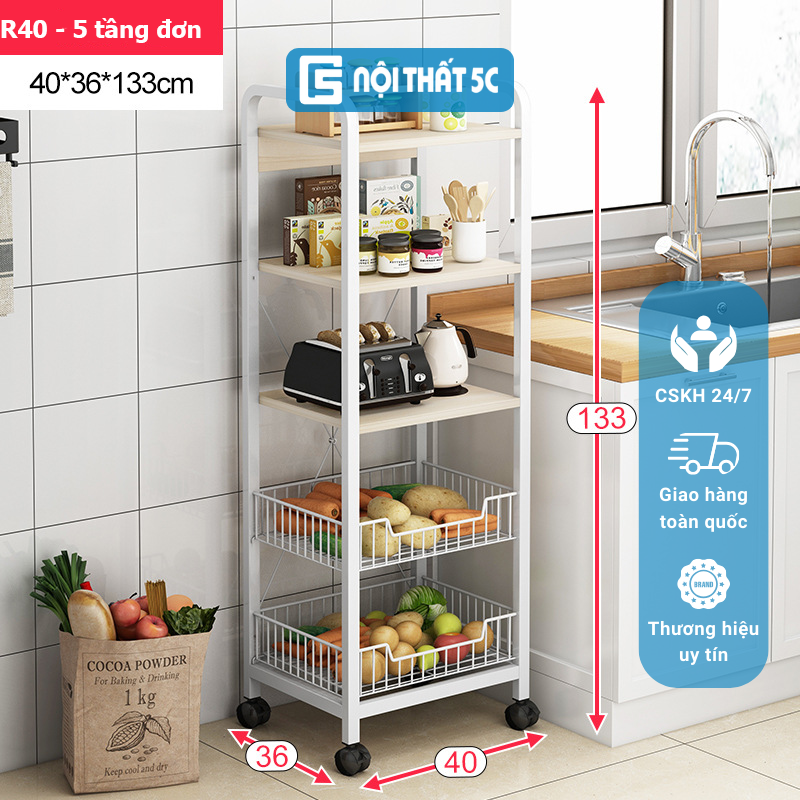 Giá kệ nhà bếp nhiều tầng để rổ rá nồi niêu, giá để đồ phòng bếp đa năng nhiều tầng tiện sử dụng