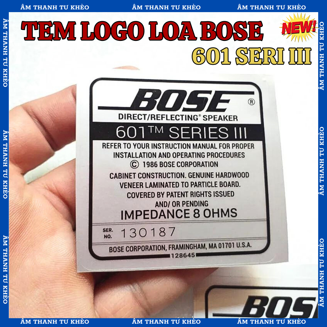 Tem Loa Bose 601 Seri III Decal Dán Mặt Sau Loa ( giá 2 tem )