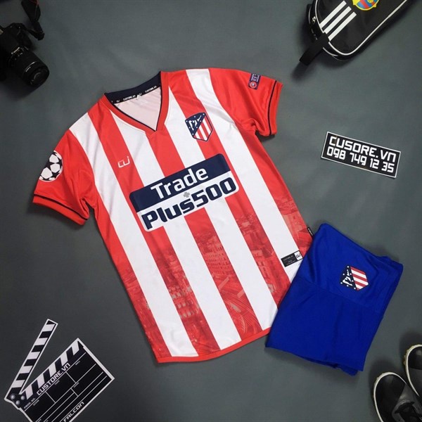 [HCM]Bộ quần áo bóng đá CLB ATLETICO MADRID Đỏ Trắng CUSTORE giá rẻ