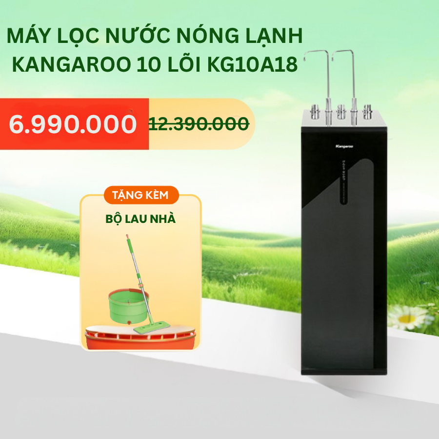 [LẮP ĐẶT MIỄN PHÍ]  Máy lọc nước Kangaroo Hydrogen nóng lạnh 10 lõi KG10A18