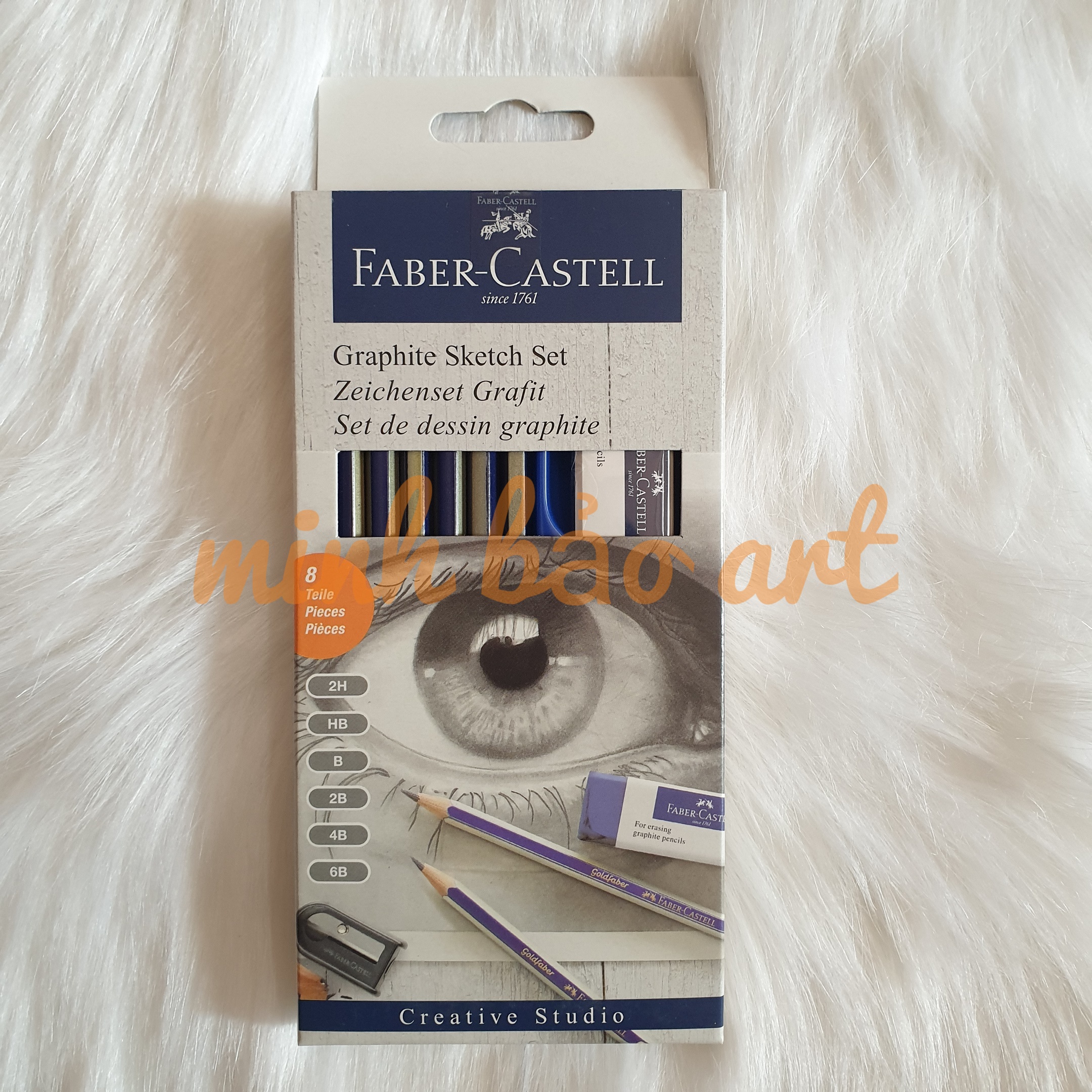 BỘ 6 CÂY BÚT CHÌ PHÁC THẢO CAO CẤP FABER CASTELL KÈM GÔM, CHUỐT (SKETCH GOLDFABER)