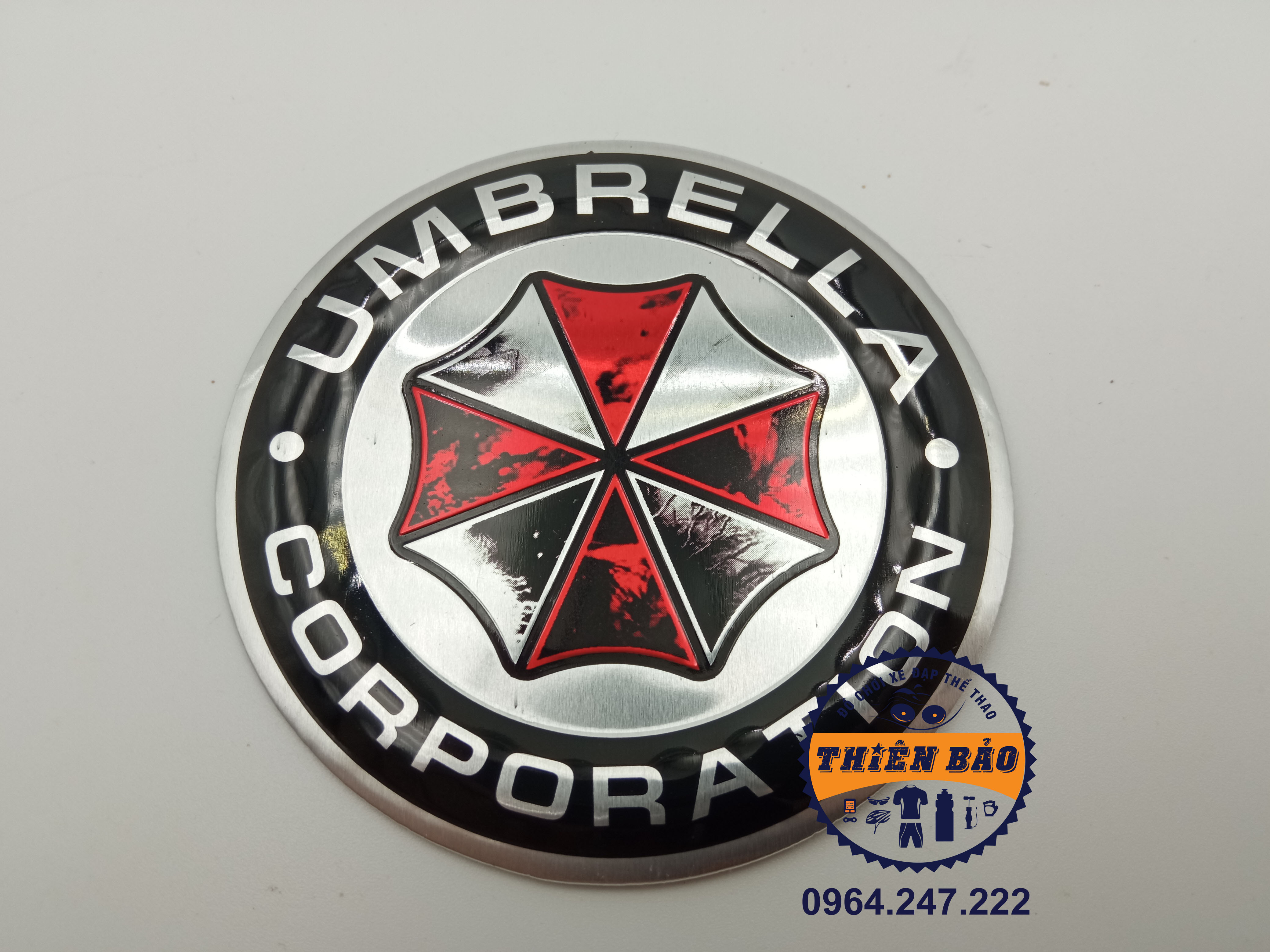 Tem nhôm sticker dán xe máy umbrella corporation Decal dán xe tròn lem #21