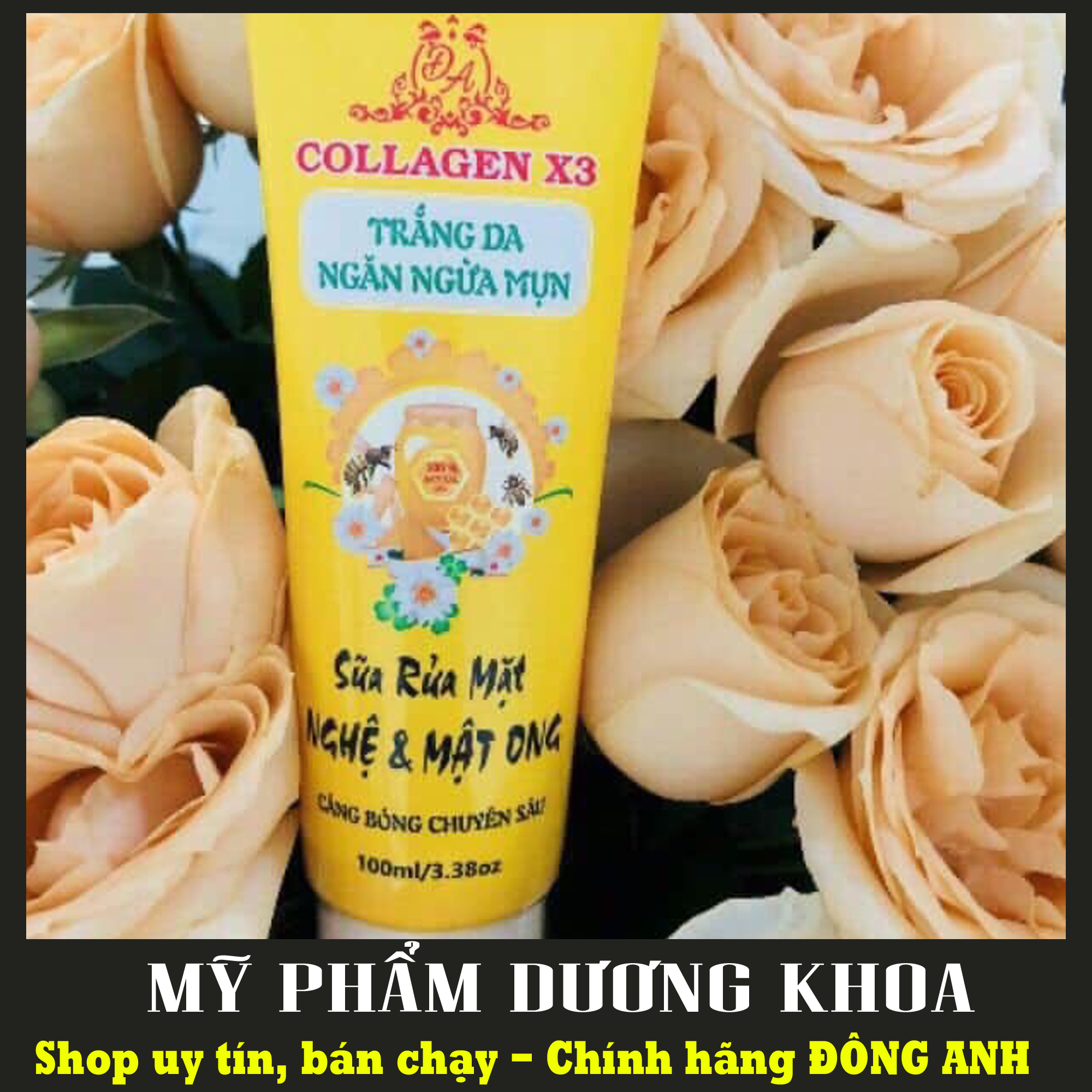 Sua rua mat nghệ đông anh và mật ong collagen x3 - sữa rửa mặt nghệ và mật ong collagen x3 100ml