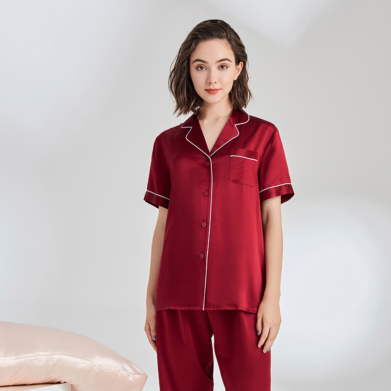 Bộ đồ ngủ nữ pyjama lụa trơn yamopad cao cấp tay cộc quần dài mềm mịn màu basic