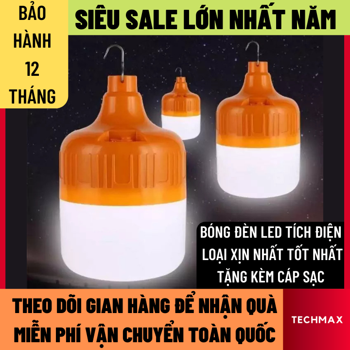 Đèn Led Siêu Sáng Sạc Tích Điện Loại Bóng To 100W Chống Nước Chống Cháy Nổ, Đèn Led Sạc Tích Điện Led, Bóng Đèn Led Tích Điện 100W, Bóng Đèn Đi Dã Ngoại, den led sieu sang