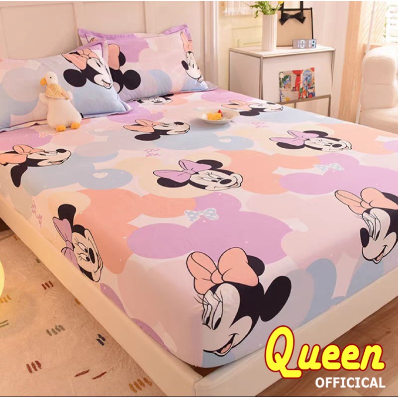Bộ ga gối vỏ ôm 4 món m2. m4. m6. m8 , drap trải nệm cotton poly - queenhome