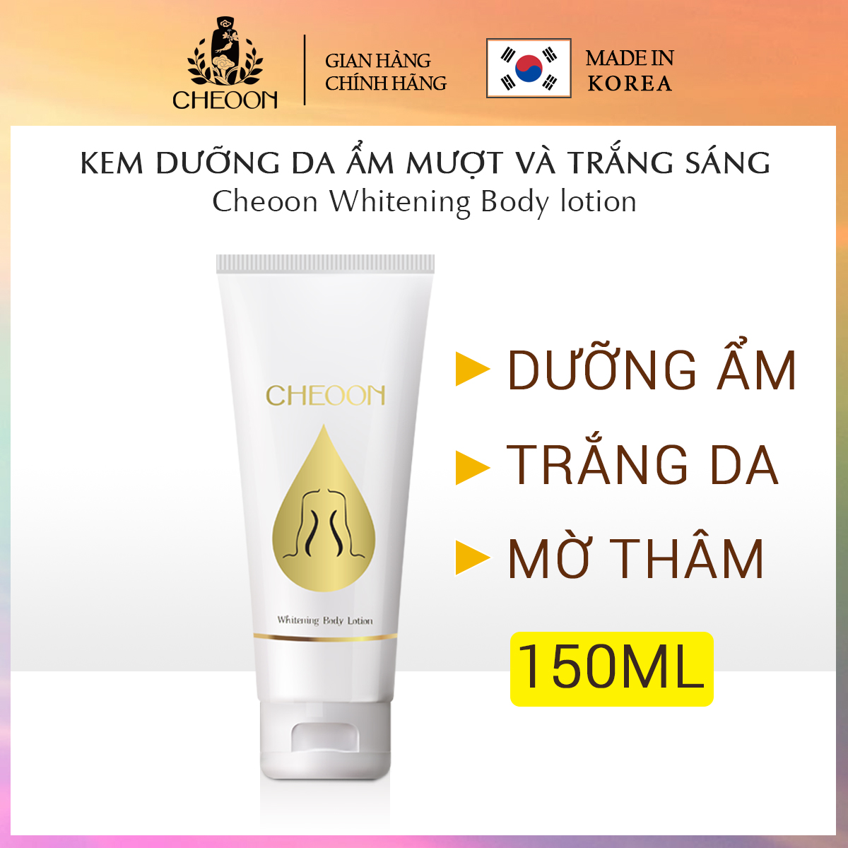 Kem dưỡng ẩm mượt toàn thân, kem dưỡng Body Lotion Cheoon dưỡng da căng mướt làm đều màu da,  kem body siêu trắng， dưỡng da chống lão hóa ngăn ngừa sạm da 150ml