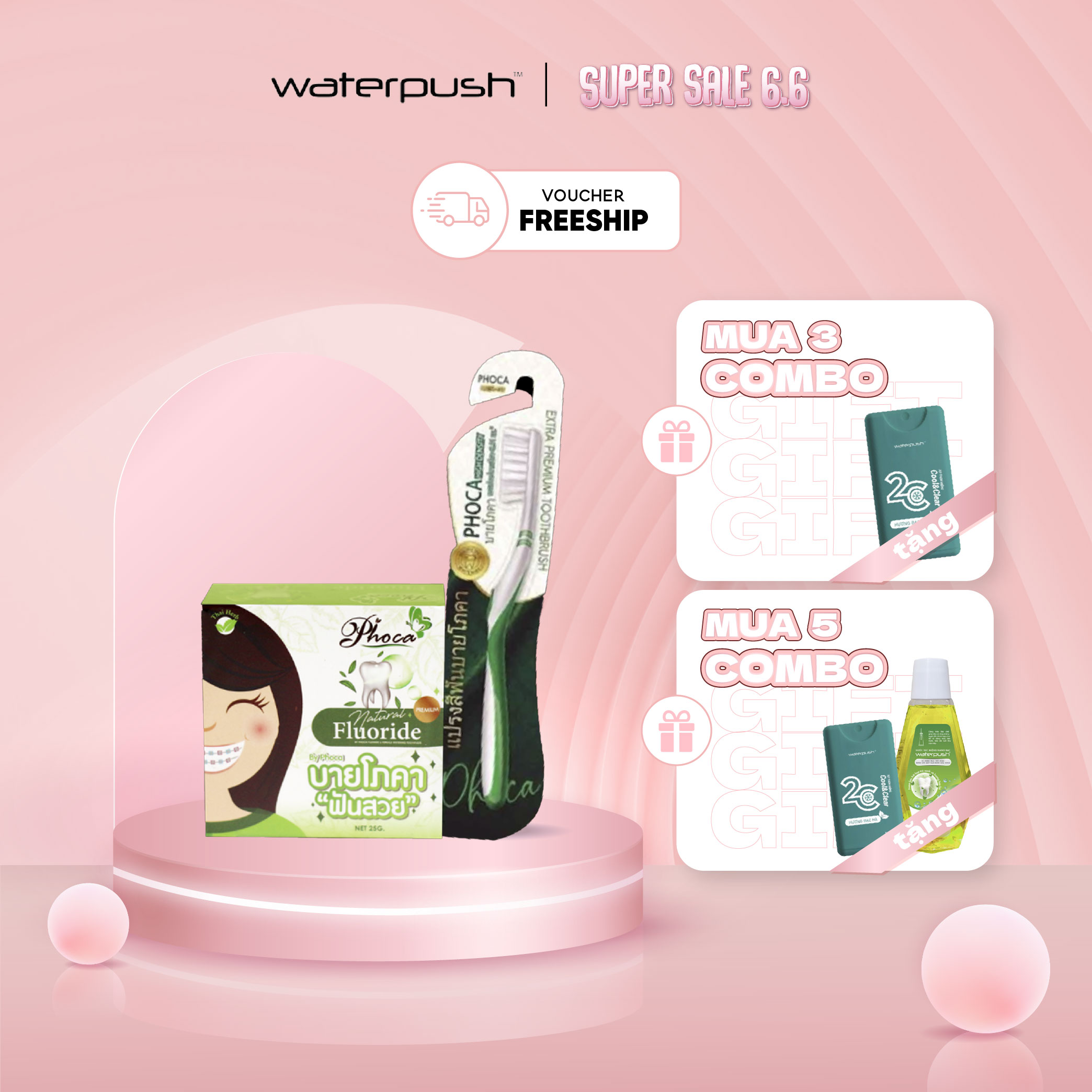 Combo Kem đánh răng Phoca 25g và Bàn chải đánh răng Phoca đầu lông siêu mảnh 0.01mm