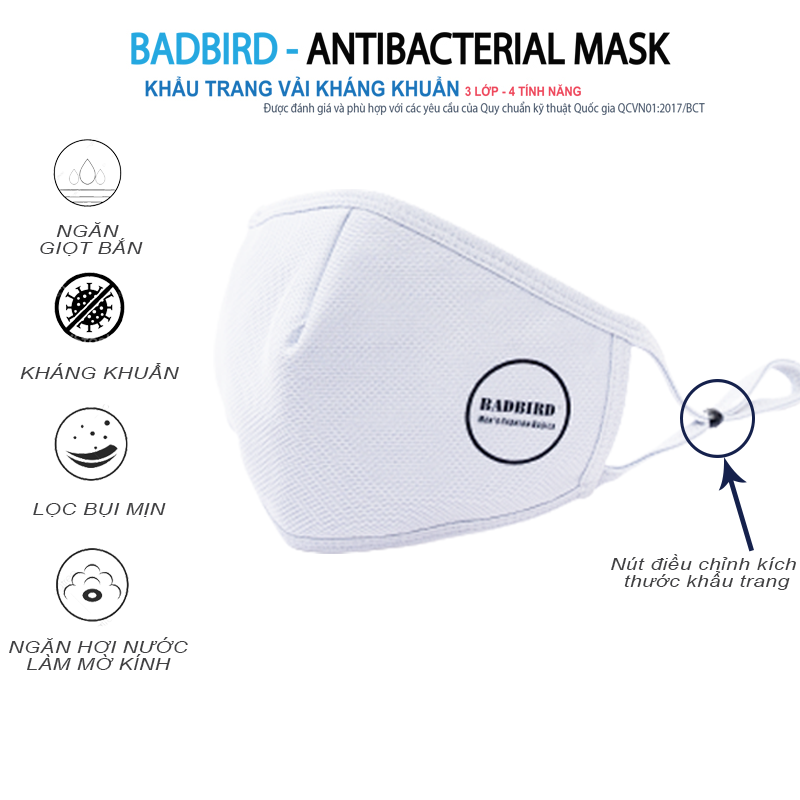 Khẩu Trang Vải Kháng Khuẩn Cao Cấp 3 Lớp 4 Tính Năng - Antibacterial Mask