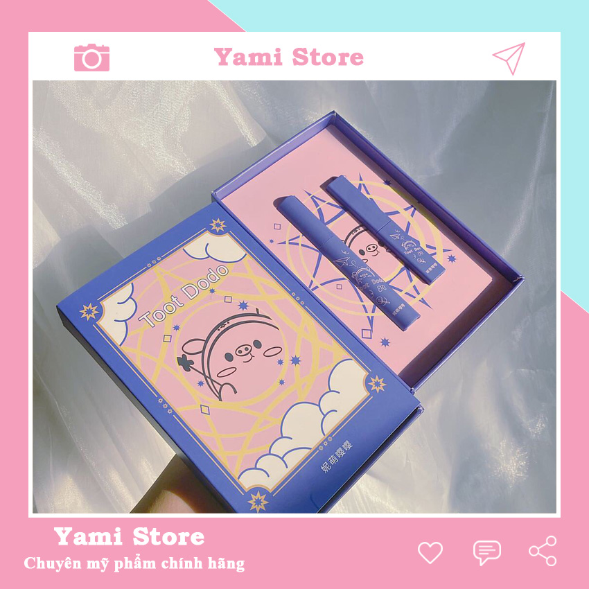 Son dưỡng môi nội địa trung giá rẻ lì dành cho học sinh Set son 2 cây 1 son nước 1 son thỏi Toot Dodo Blue - YamiStore