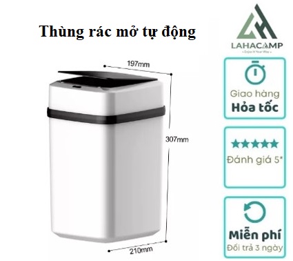 thùng rác cảm ứng 15L, thùng rác thông minh dung tích lớn, giá tốt, thùng rác mở tự động, thùng rác tự bật nắp
